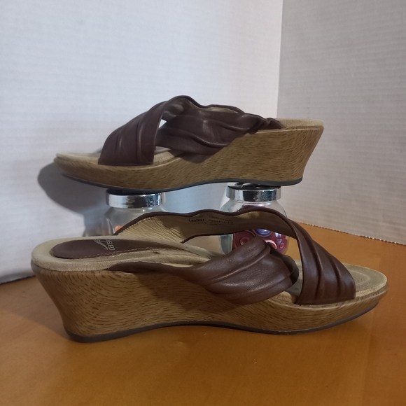 Dansko avalon crossstrap leather wedge sandals size 37 6.5/7 brown - Picture 4 of 11